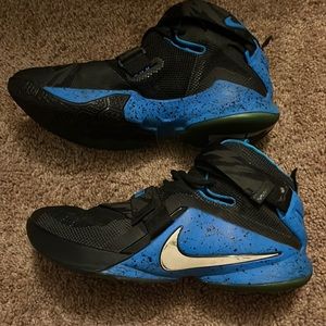 Blue and black 2015 Nike Zoom LeBron soldier 9; size 10